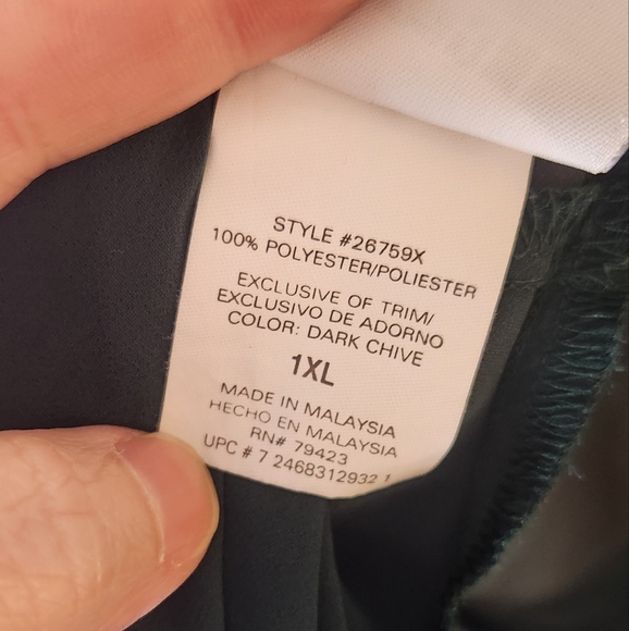 Secret Treasures green nighty chemise lingerie size 1x plus size sheer bow slip - Picture 5 of 5